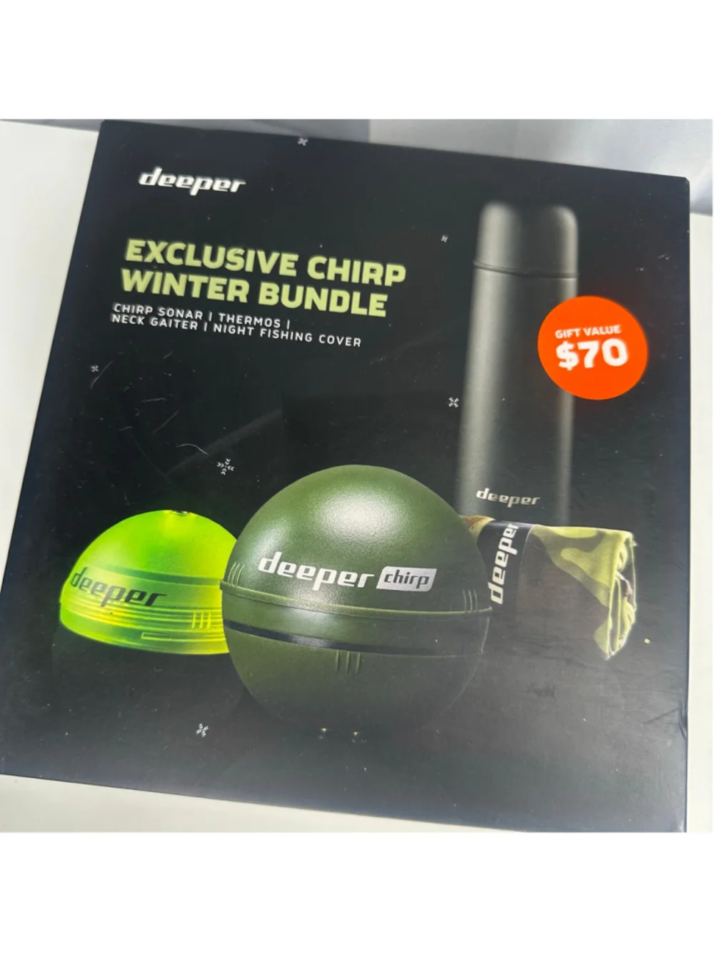 New in Box Deeper CHIRP Smart Sonar Bundle GPS Fish Finder Model DP3H30S10